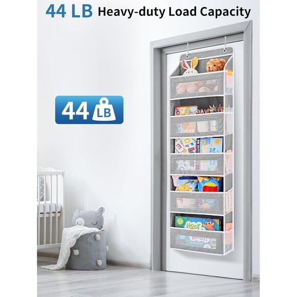 Over The Door Organizer Storage, 5 Shelf Hanging Door w/ 5 Large Capacity pocket - Picture 4 of 12